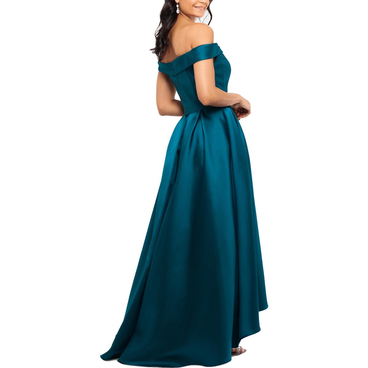 Xscape Womens Green Off-The-Shoulder Evening Formal Dress Gown 2 BHFO ...