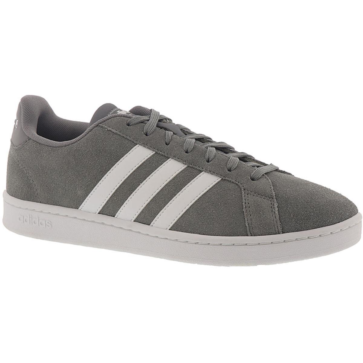 Adidas Mens Grand Court Gray Suede Sneakers Shoes 7.5
