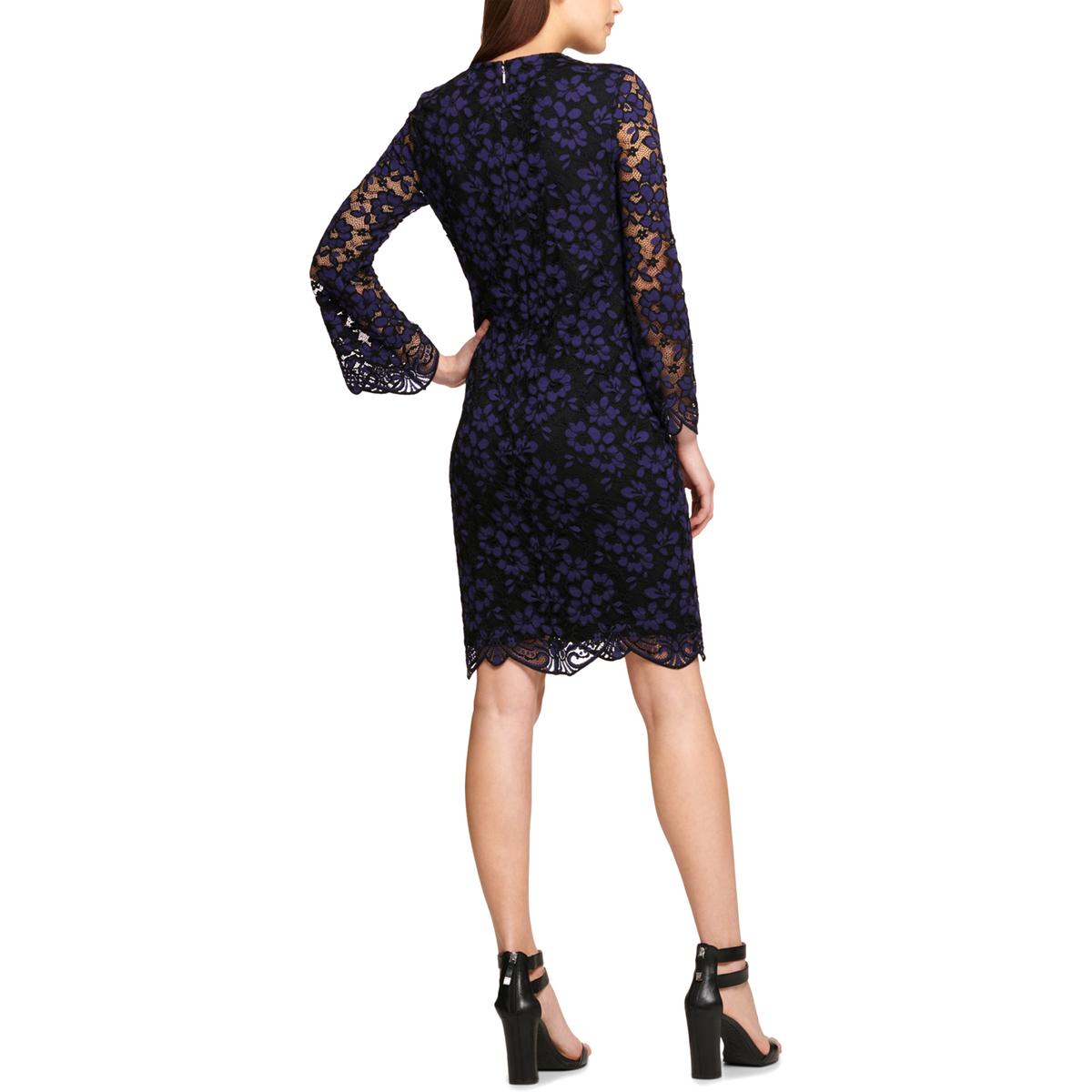 DKNY Womens Blue Lace Sheath Party Cocktail Dress BHFO 2025 eBay