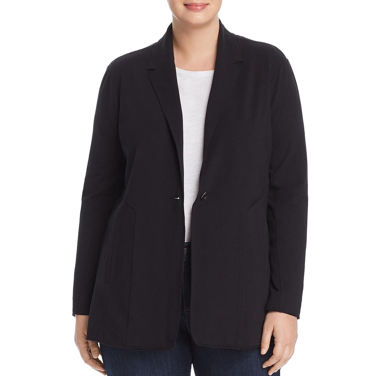 Nic + Zoe Womens Black Knit Seamed One-Button Blazer Jacket Plus 3X ...
