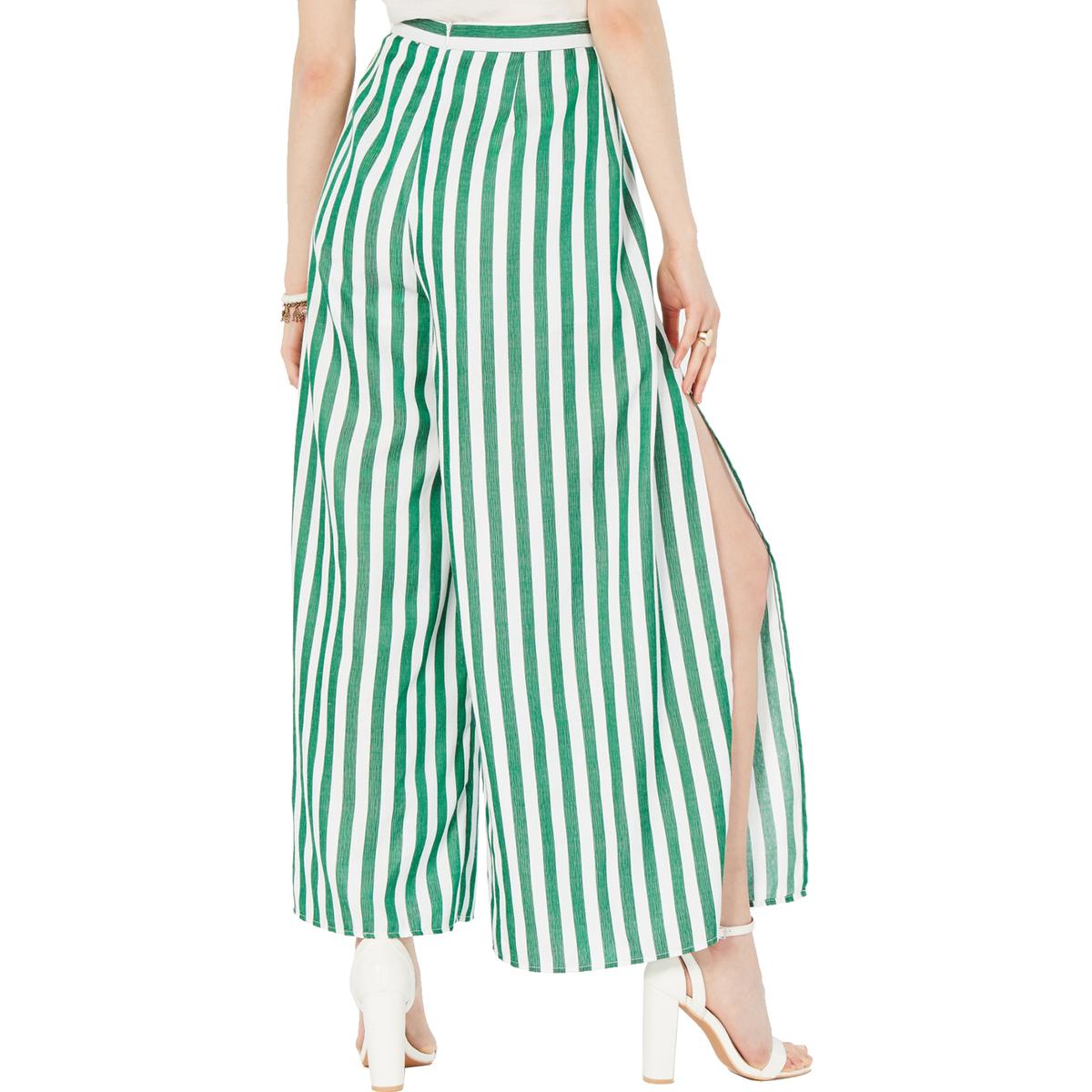 Lucy Paris Womens Green High Rise Striped Split Hem Wide Leg Pants XL ...