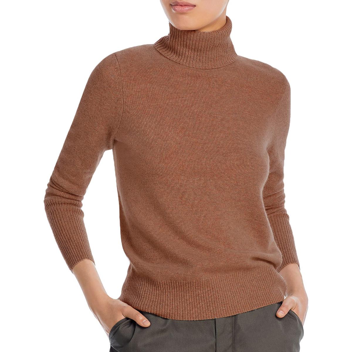 Женский коричневый кашемировый пуловер с водолазкой под частной торговой маркой, топ L BHFO 6454