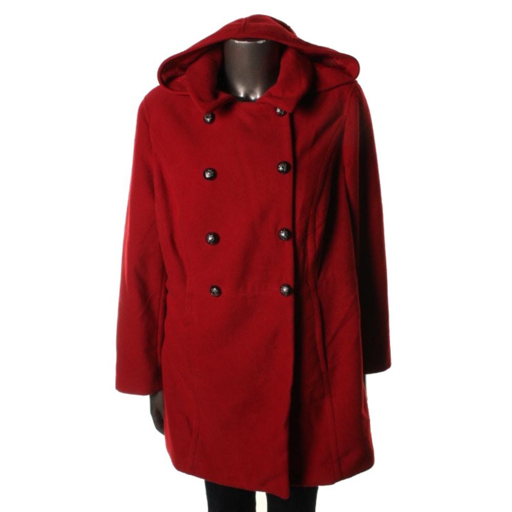 STYLE & CO. 0391 NEW Womens Red Double Breasted Pea Coat Jacket Plus ...