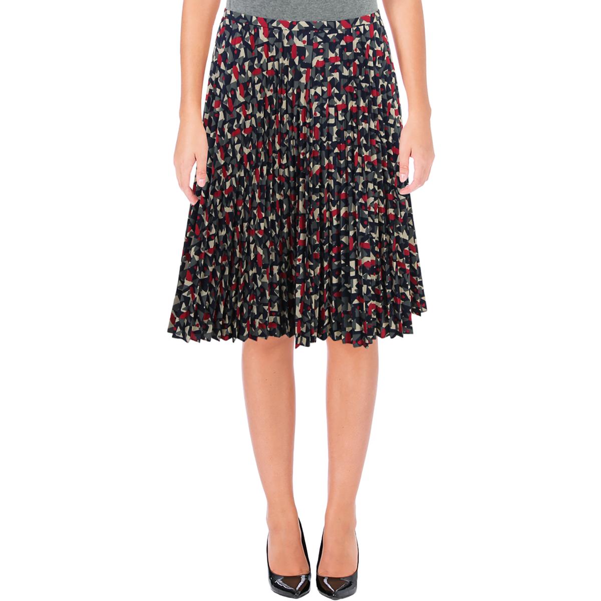 Lauren Ralph Lauren Womens Navy Geo-Print A-Line Pleated Skirt 12 BHFO ...