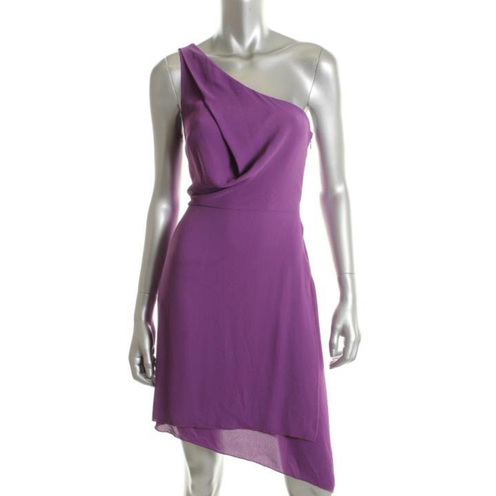 BCBG NEW Somara Purple Chiffon Asymmetric One Shoulder Cocktail Dress 6 ...