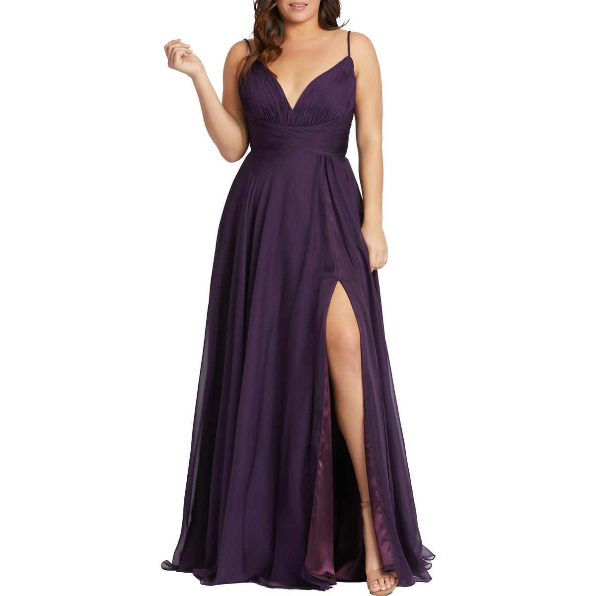 Pre-owned Mac Duggal Womens Sleeveless Maxi Prom Evening Dress Gown Plus Bhfo 4047 In Aubergine