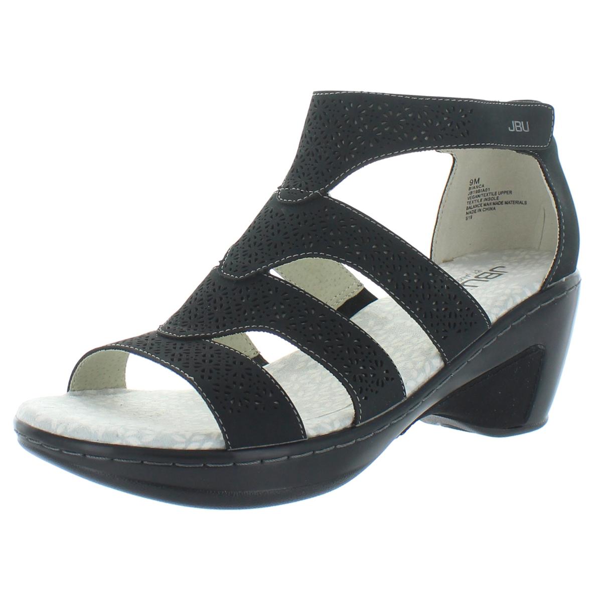 JBU by Jambu Womens Bianca Black Wedge Sandals Shoes 9 Medium (B,M ...