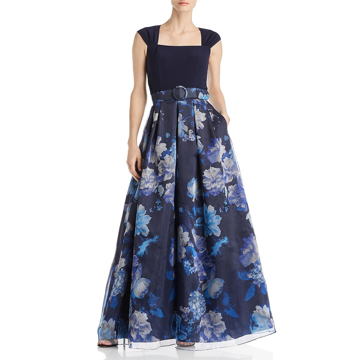Eliza J Womens Navy Floral Formal A-Line Evening Dress Gown 4 BHFO 7993 ...