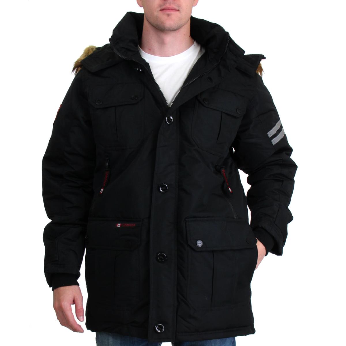 Canada Weather Gear Mens Black Waterproof Parka Coat Outerwear 2XL BHFO