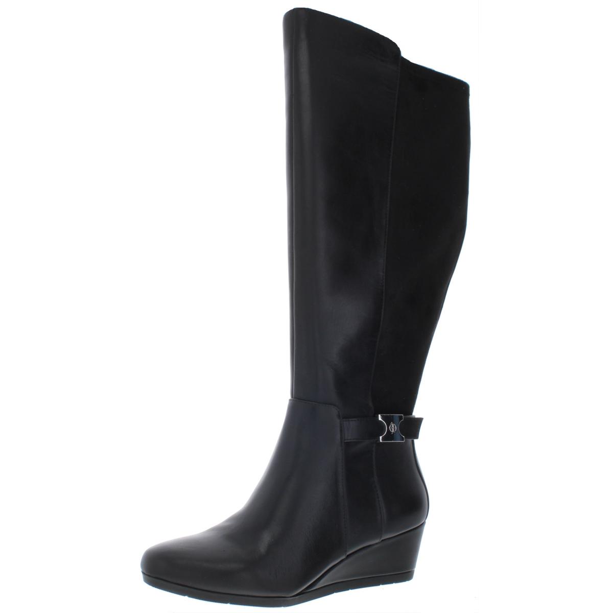 Black Wedge Boots Shoes 