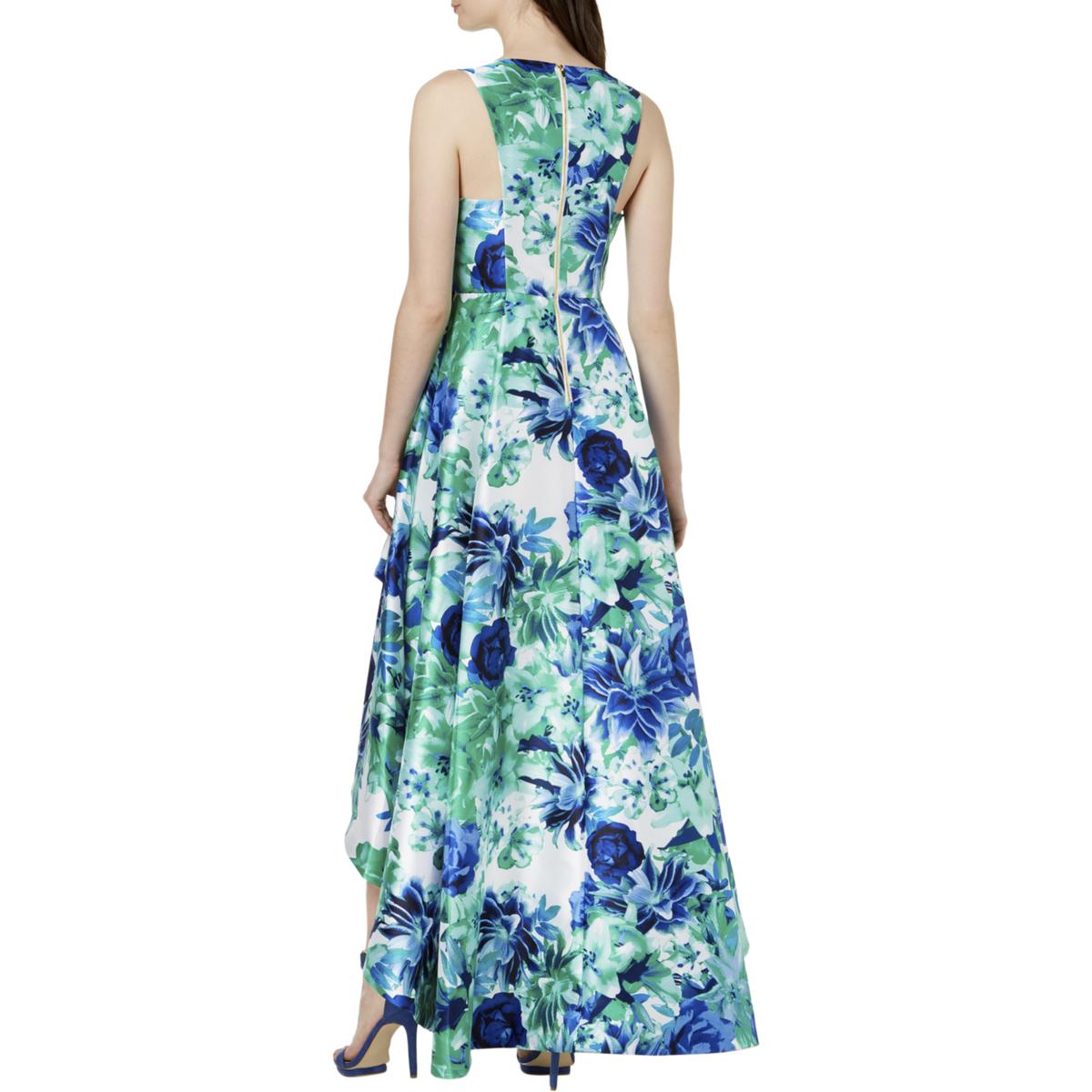 Calvin Klein Womens Blue Floral-Print Hi-Low Prom Formal Dress Gown 2 ...
