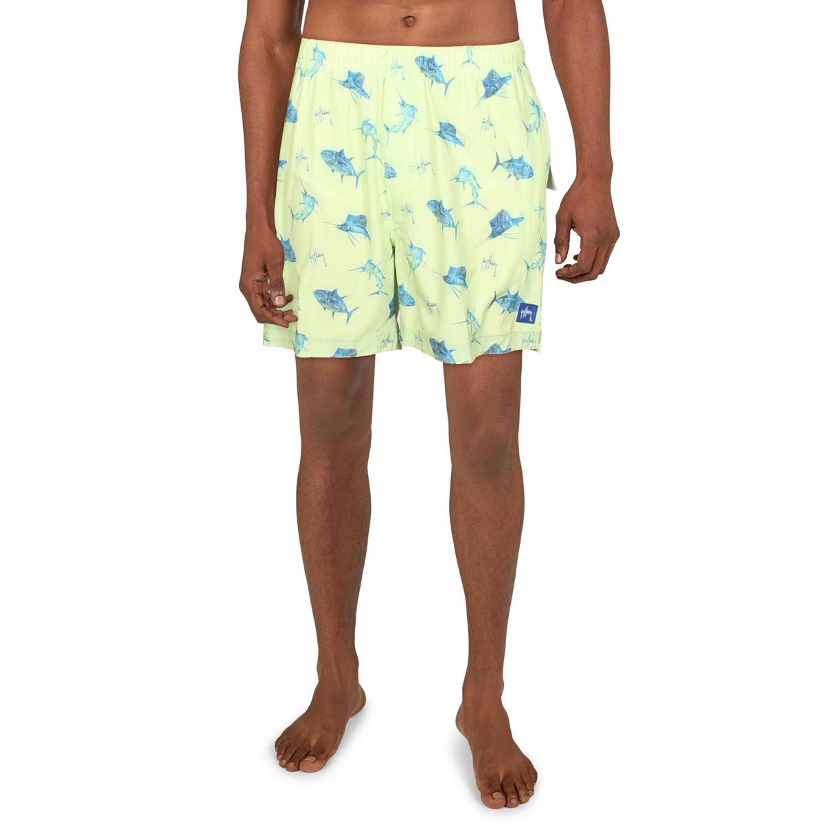 Guy Harvey Mens Mesh Inset Beachwear Pool Swim Trunks BHFO 6957