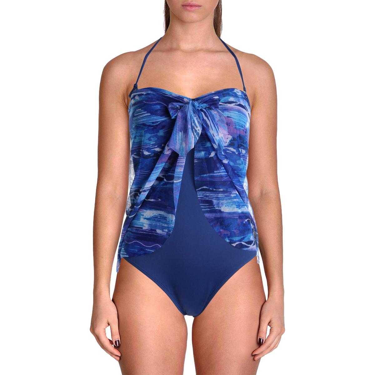 Lauren Ralph Lauren Womens Blue Flyaway Bandeau One Piece Swimsuit Bhfo Ebay