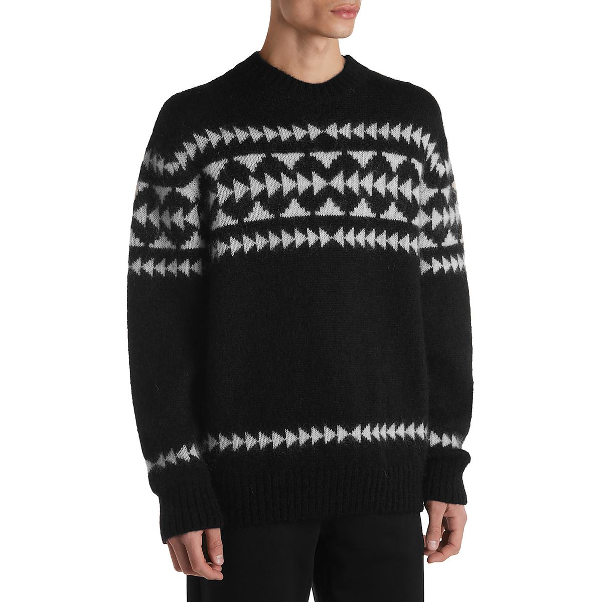 Pre-owned Moncler Mens Geometric Knit Long Sleeve Crewneck Sweater Bhfo 5051 In Gray