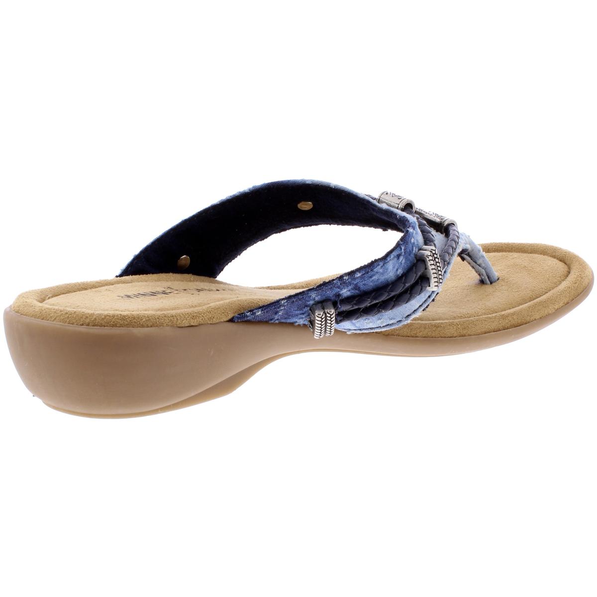 Minnetonka Womens Silverthorne Blue Thong Sandals Shoes 5 Wide (C,D,W ...