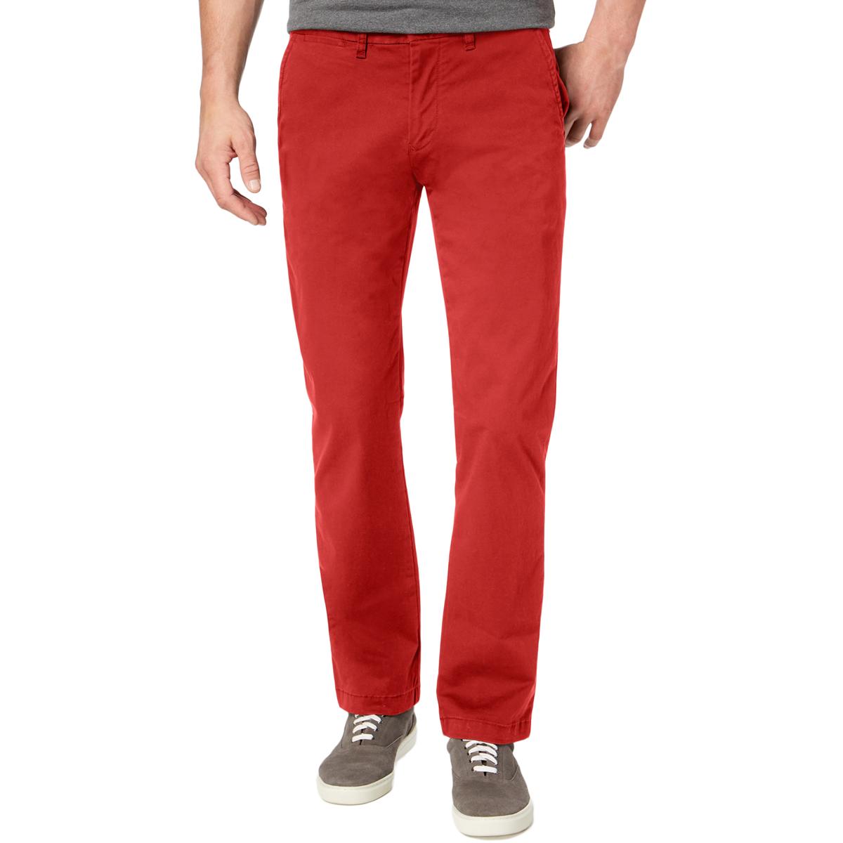 Tommy Hilfiger Mens Red Twill Stretch Custom Fit Chino Pants 32/32 BHFO ...