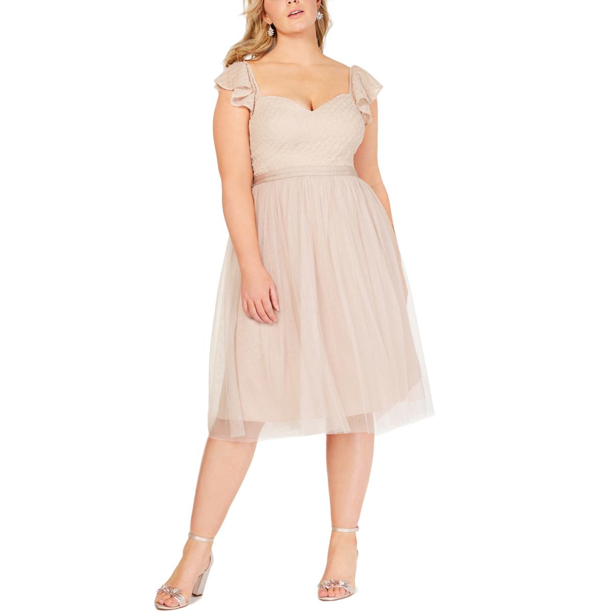 City Chic Womens Pink Fit & Flare Party Cocktail Dress Plus 18 M BHFO ...