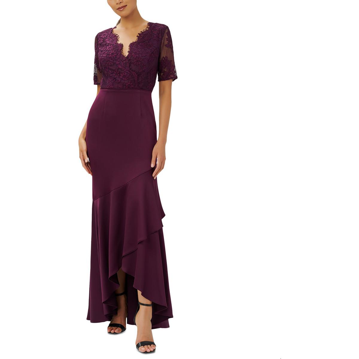 Adrianna Papell Womens Lace Hi Low Formal Evening Dress Gown BHFO 2416