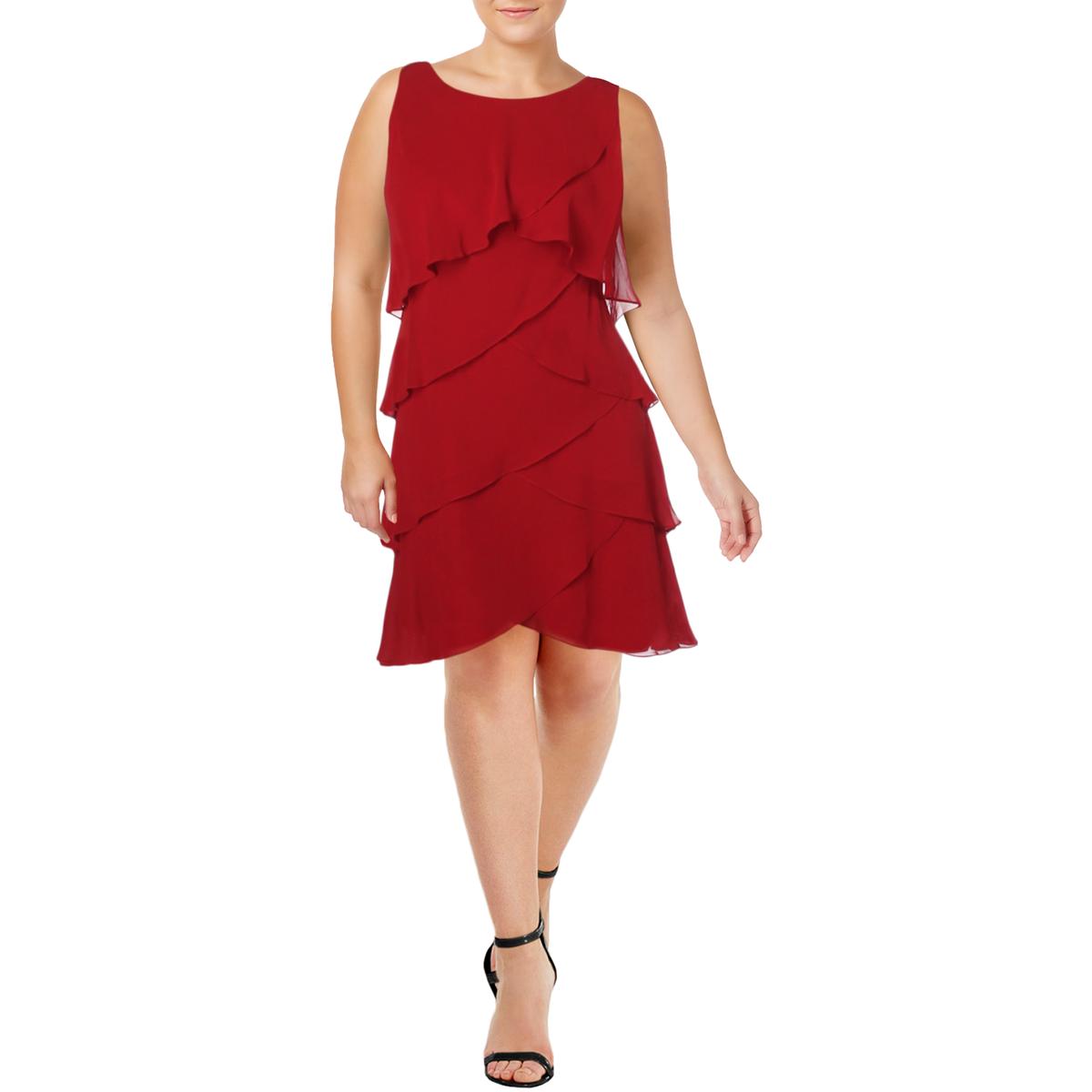 SLNY Red Tiered Chiffon Dress Size cheapest 6 NWT