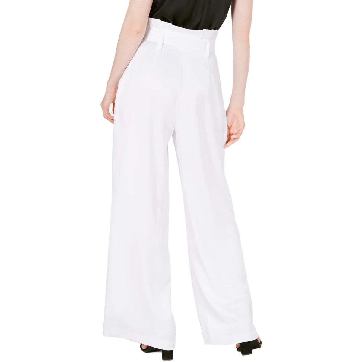 Bar III Womens Satin Pleated Office Wide Leg Pants Trousers BHFO 3264
