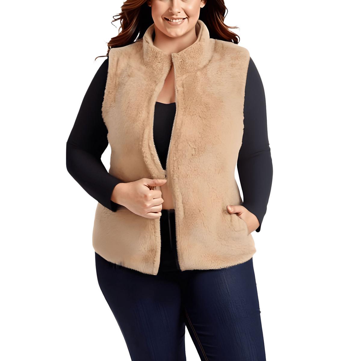 White Mark Womens Faux Fur Warm Cold Weather Outerwear Vest Plus BHFO 6459 - Picture 4 of 8