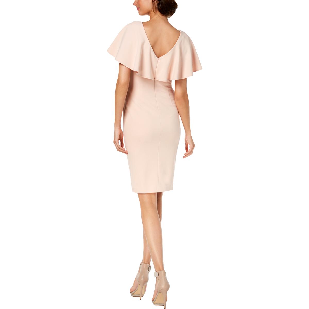 Calvin Klein Womens Pink Flutter Sleeves KneeLength Cocktail Dress 10