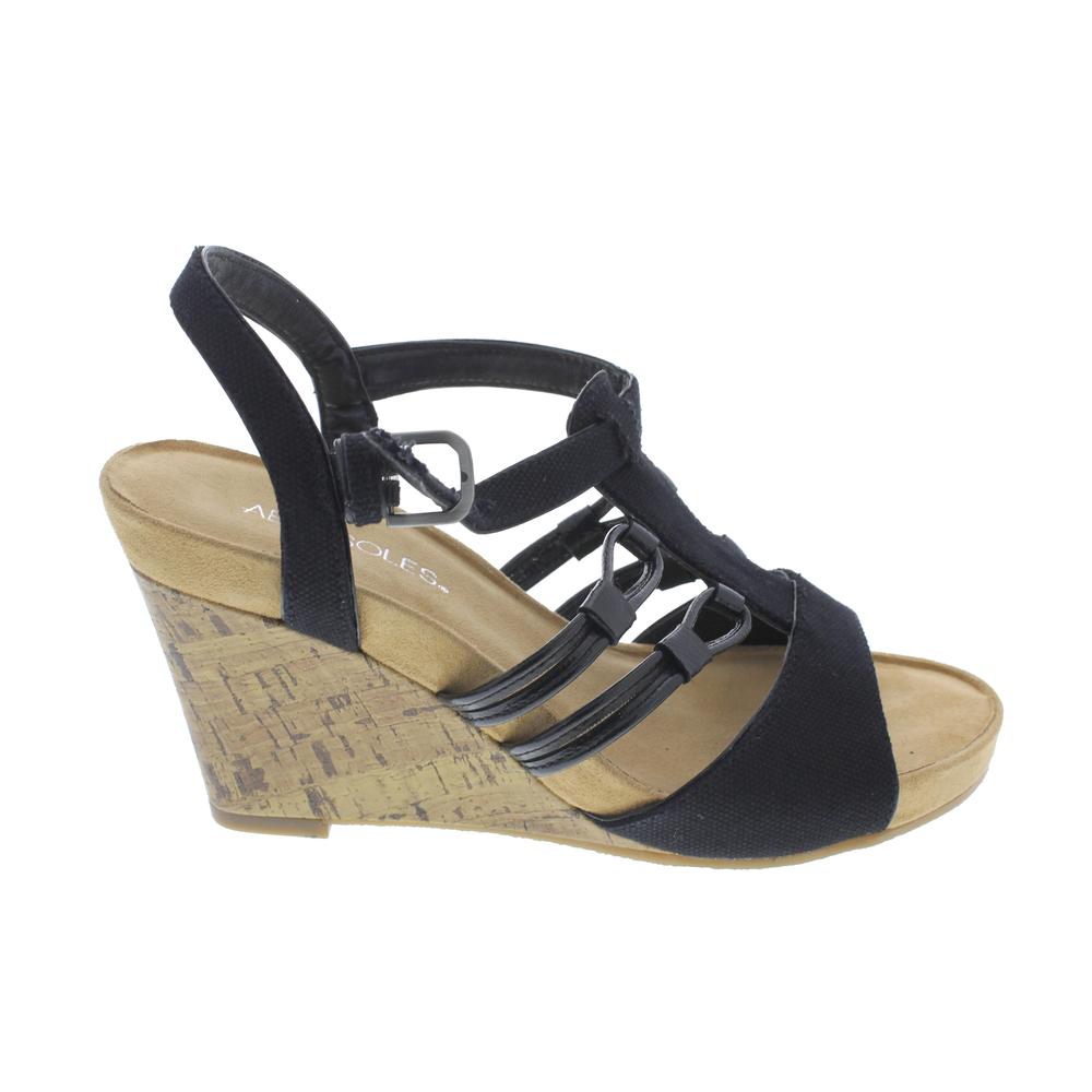 Aerosoles Snowplush Black Canvas Slingback Shoes Wedges Sandals 8 BHFO ...