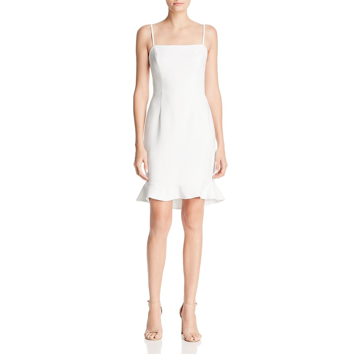 French Connection Womens White Ruffle Hem Sheath Cocktail Dress 0 BHFO ...