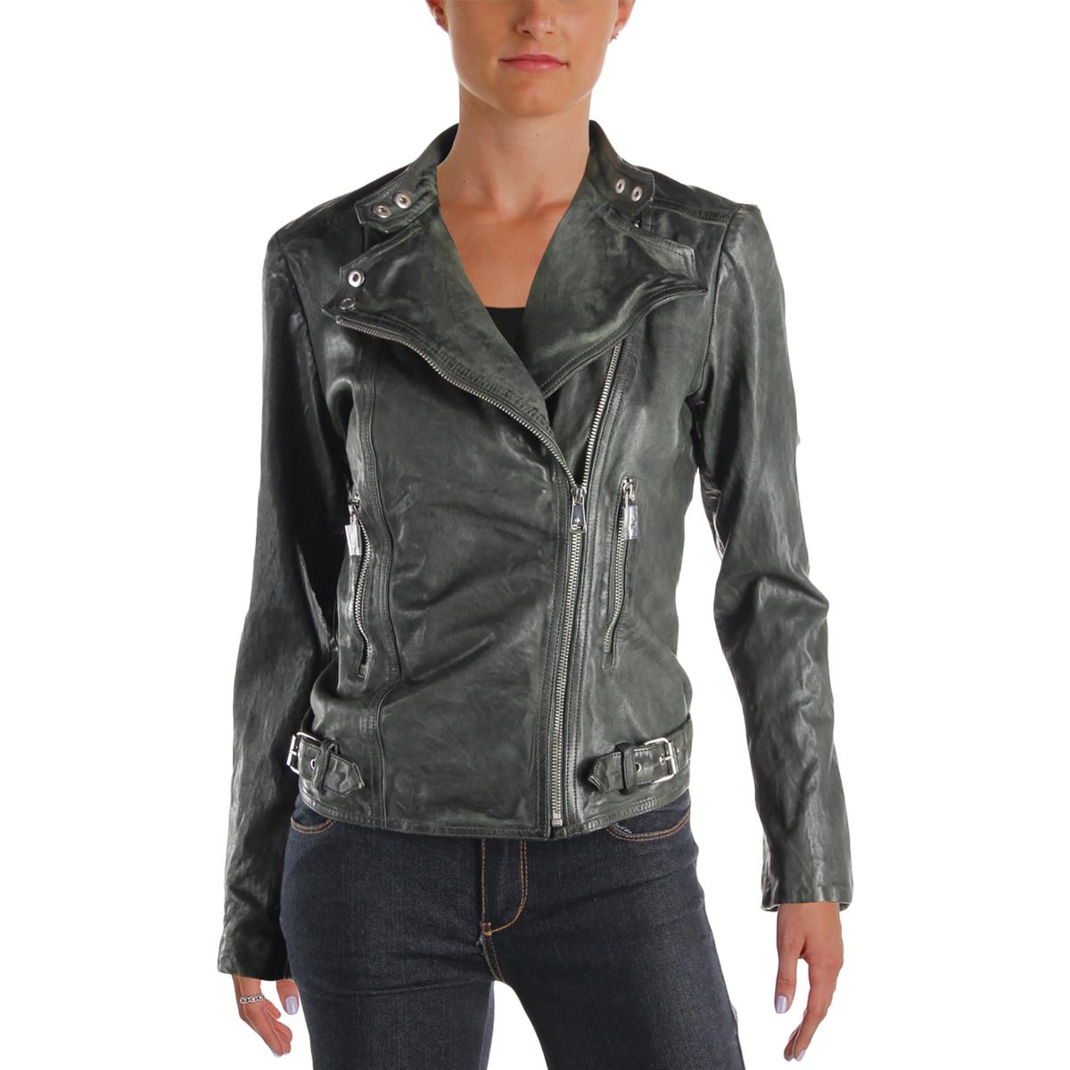 Lauren Ralph Lauren Womens Feyoshi Green Leather Motorcycle Jacket 10 ...