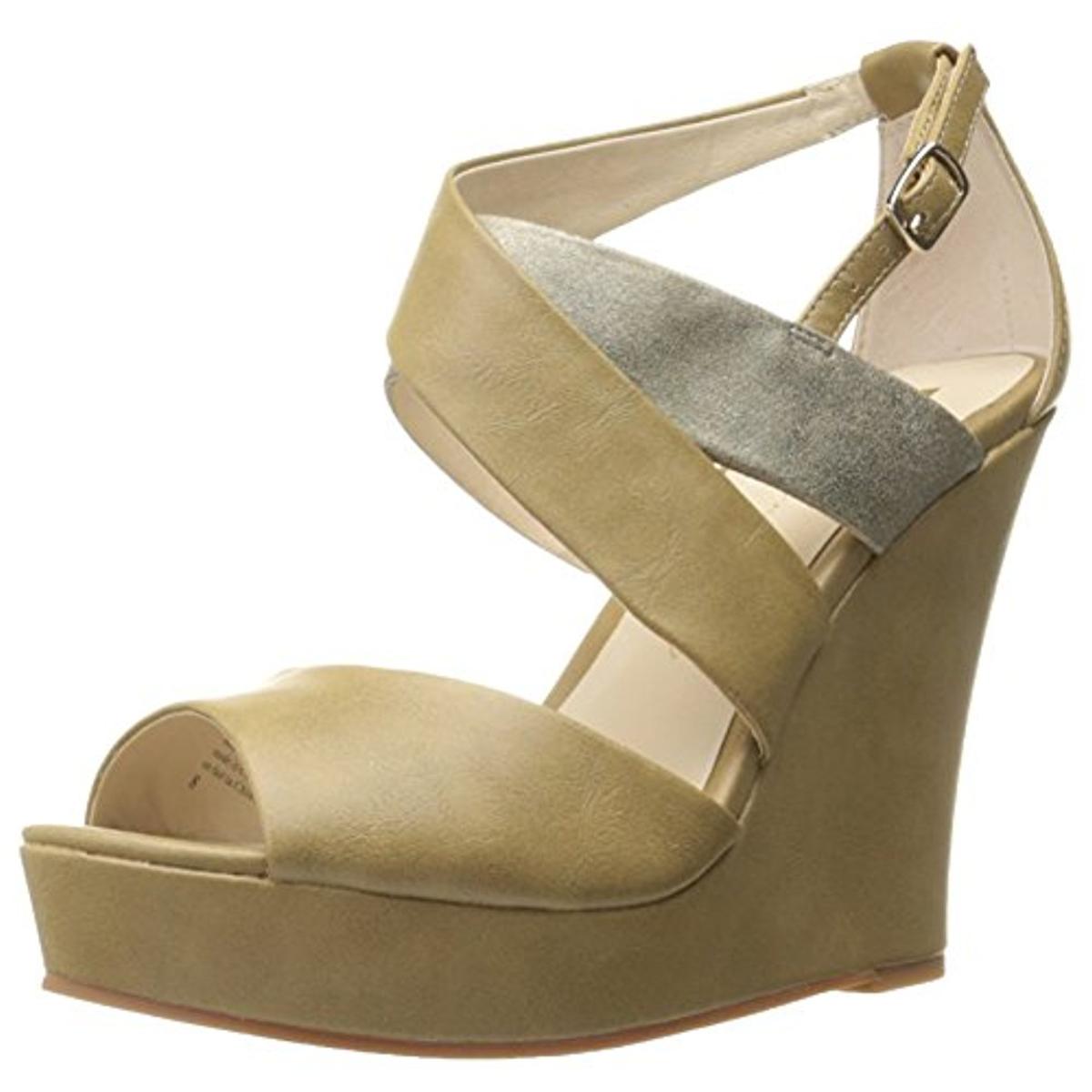 BC Footwear 0920 Womens Flicker Faux Leather Metallic Wedge Sandals ...