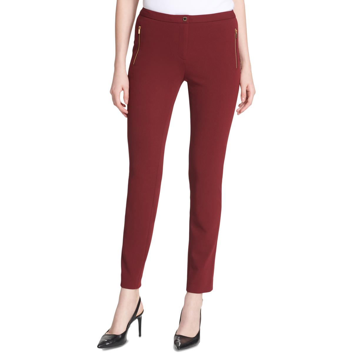 Calvin Klein Womens Red Ponte High Rise Straight Leg Pants 12 BHFO 5269 ...