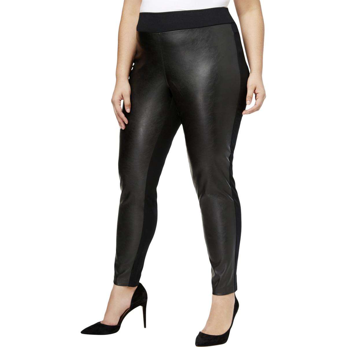 INC Womens Black Faux Leather High Rise Skinny Pants Plus 24W BHFO 9713 ...