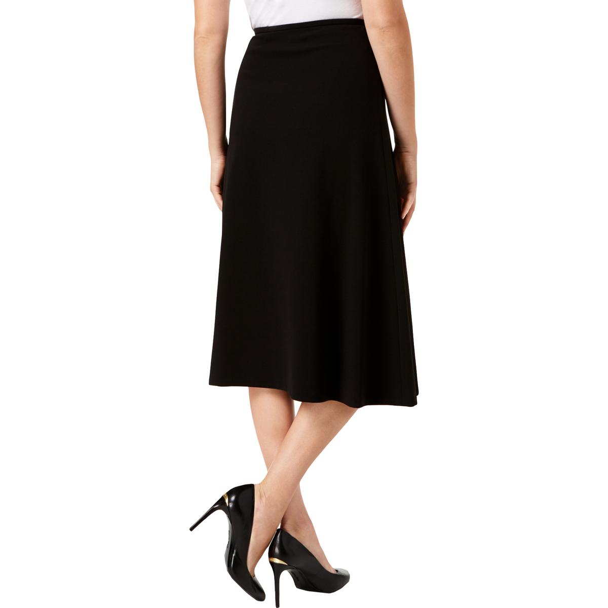 Calvin Klein Womens Black Solid Below Knee Office Wear A-Line Skirt 10 ...