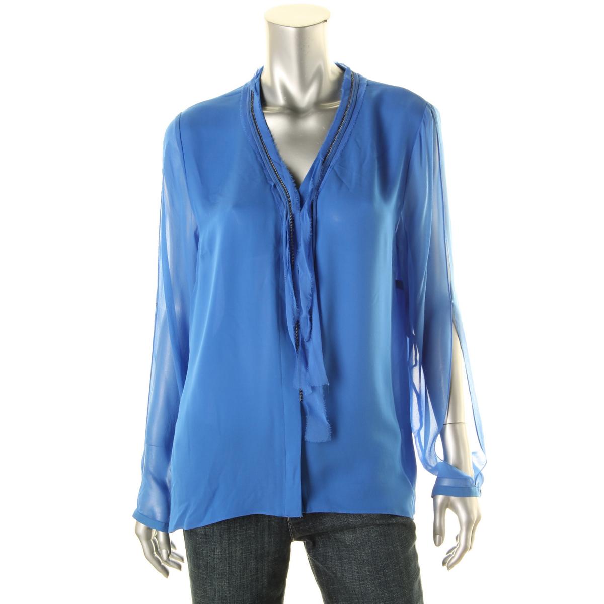 Elie Tahari 1573 Womens Emmy Silk Chain Long Sleeves Button-Down Top ...