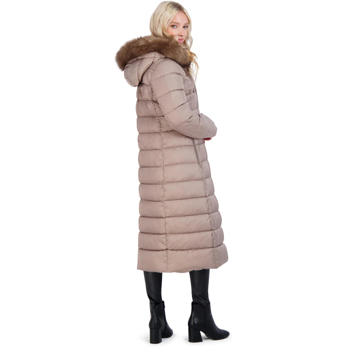 Tahari Nellie Long Coat for Women-Insulated Jacket with Removable Faux ...