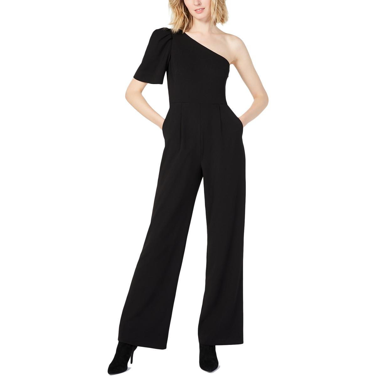 Calvin Klein Womens Black One Shoulder Crepe Formal Jumpsuit 12 BHFO ...