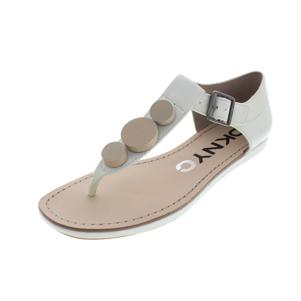 DKNY Connie White Patent Embellished Flat Thong Sandals Shoes 7 5 BHFO ...
