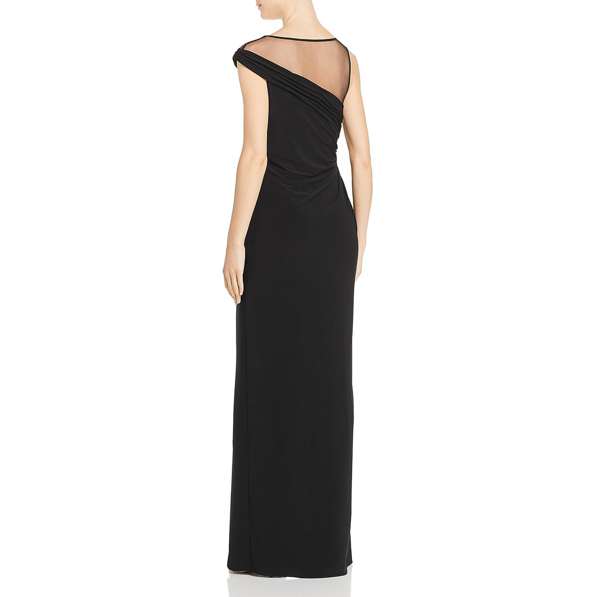 black ruched gown