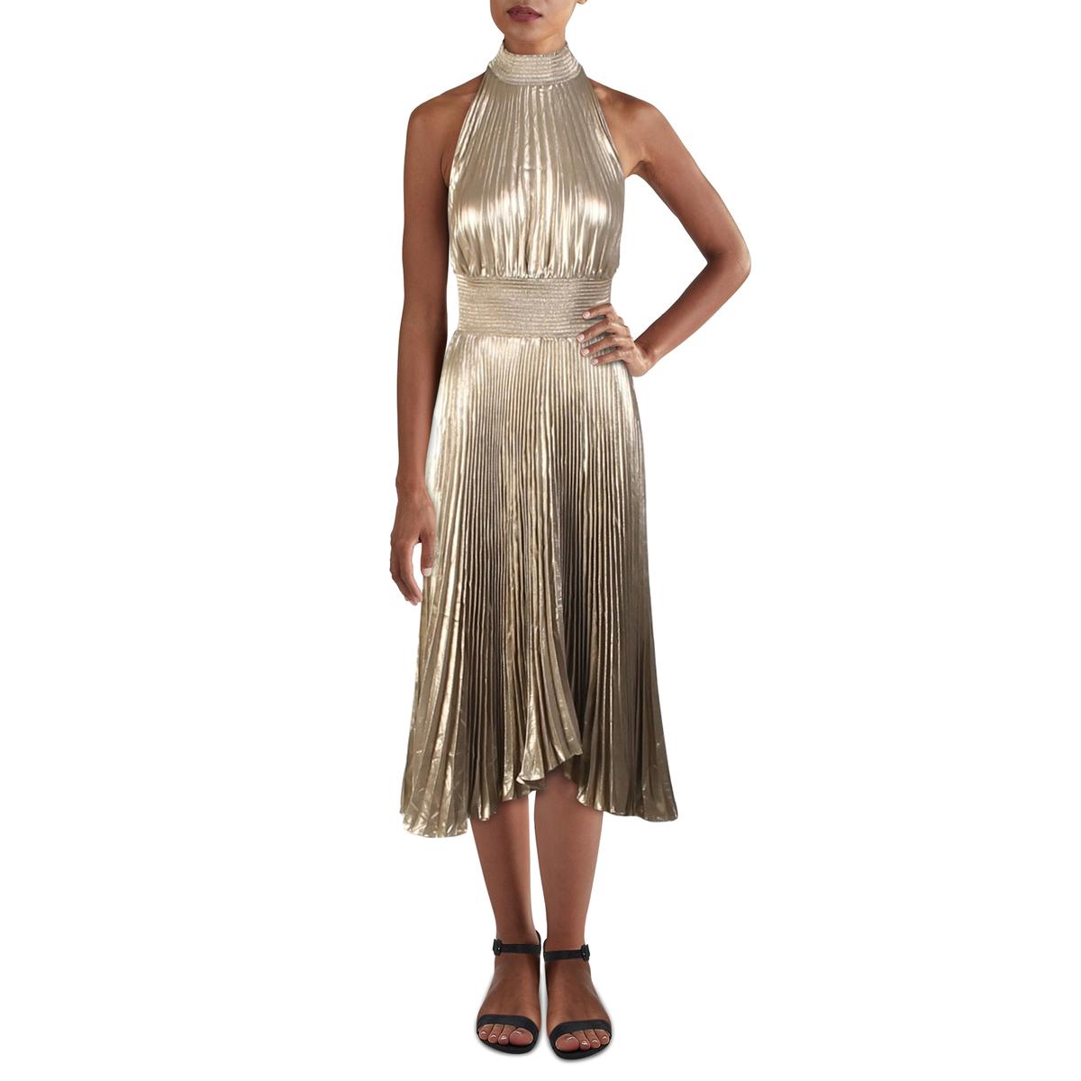 ALC Womens Renzo Pleated Smocked Satin Midi Dress BHFO 9224 eBay
