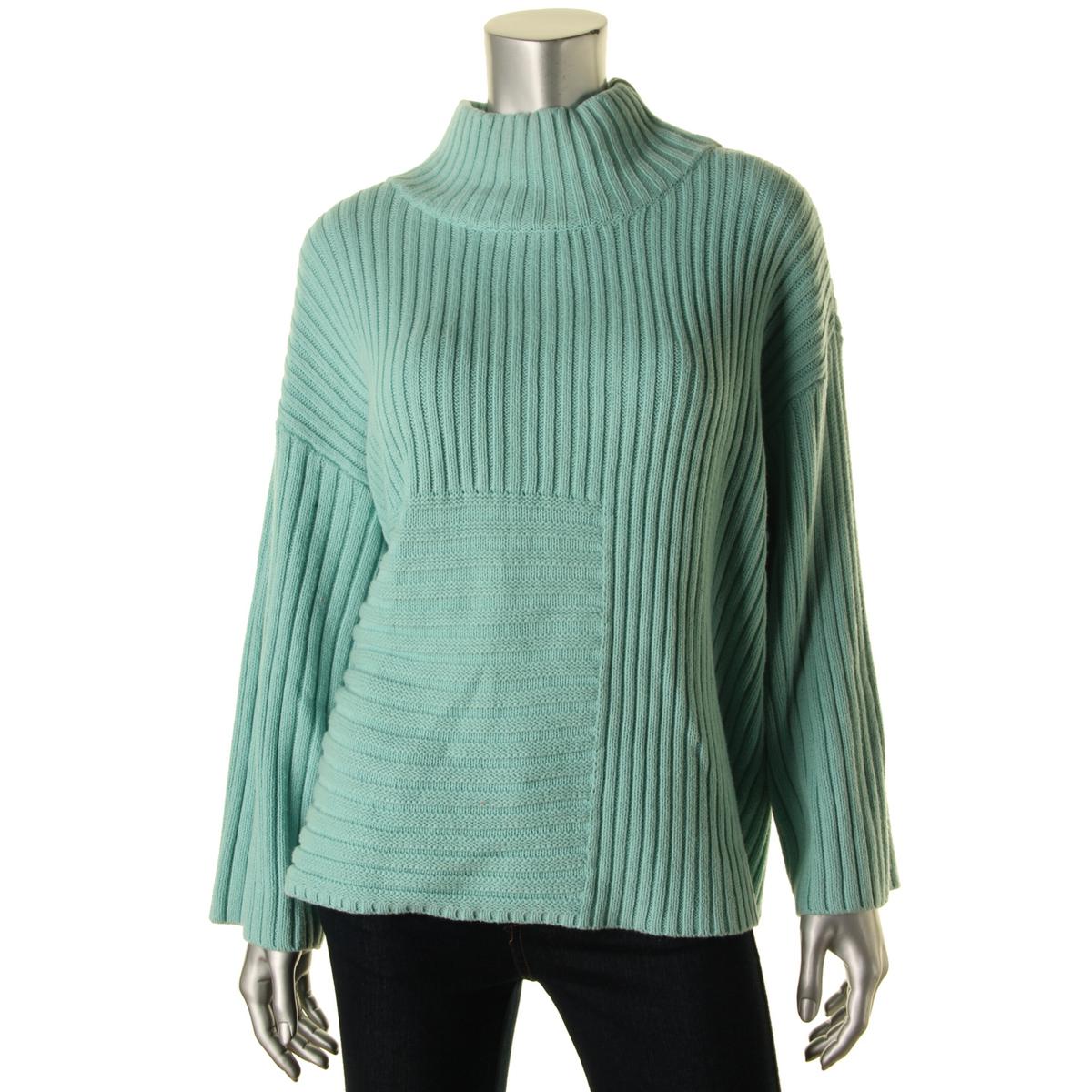 Vince Camuto 5249 Womens Ribbed Mock Neck 3/4 Sleeves Pullover Sweater ...