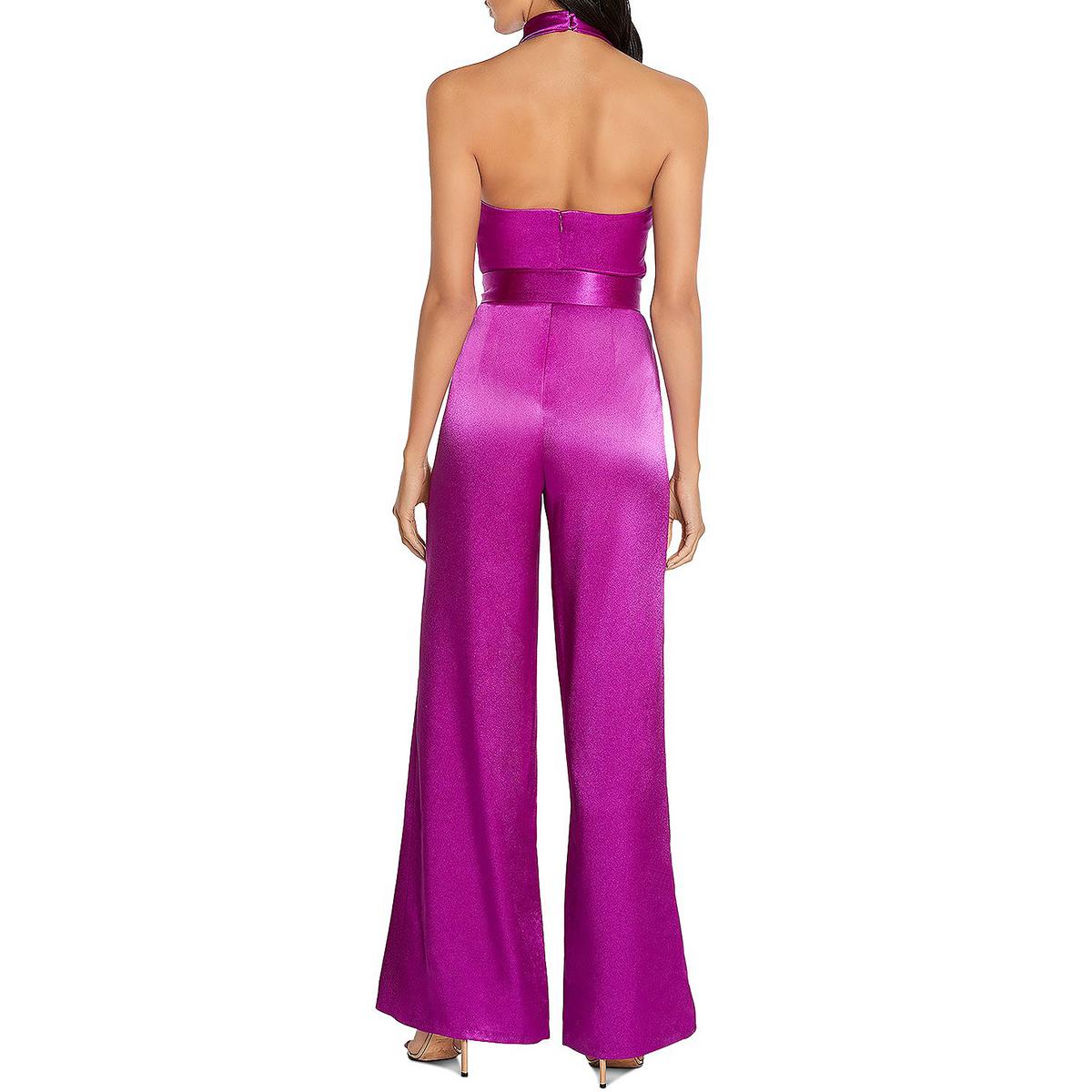 Aidan by Aidan Mattox Womens Satin Cowl Neck Halter Jumpsuit BHFO