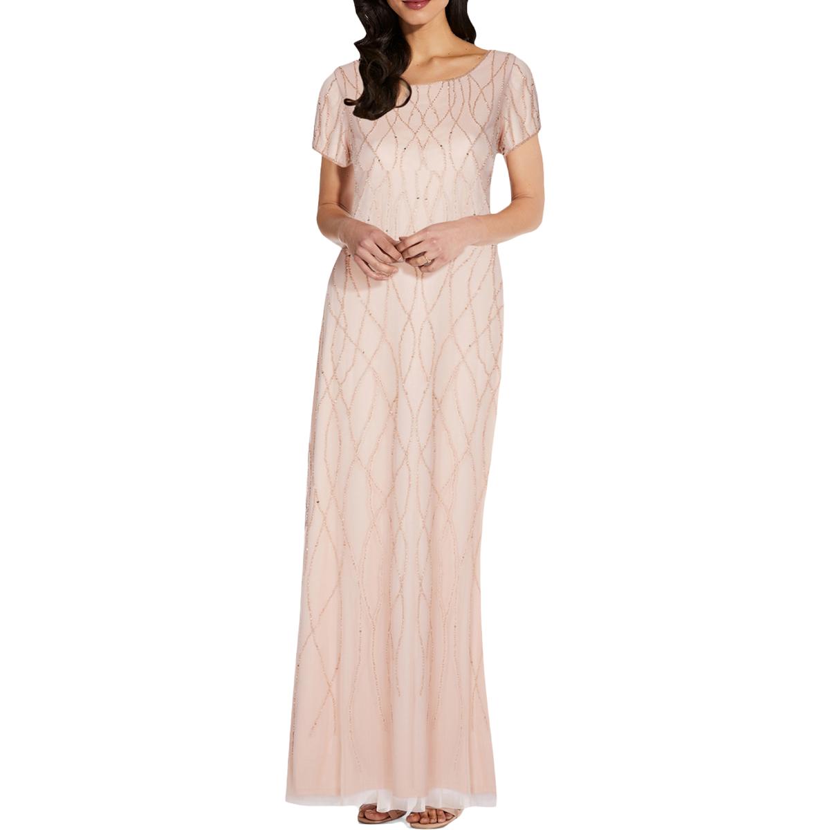 Adrianna Papell Womens Pink Blouson Maxi Evening Dress Gown 10