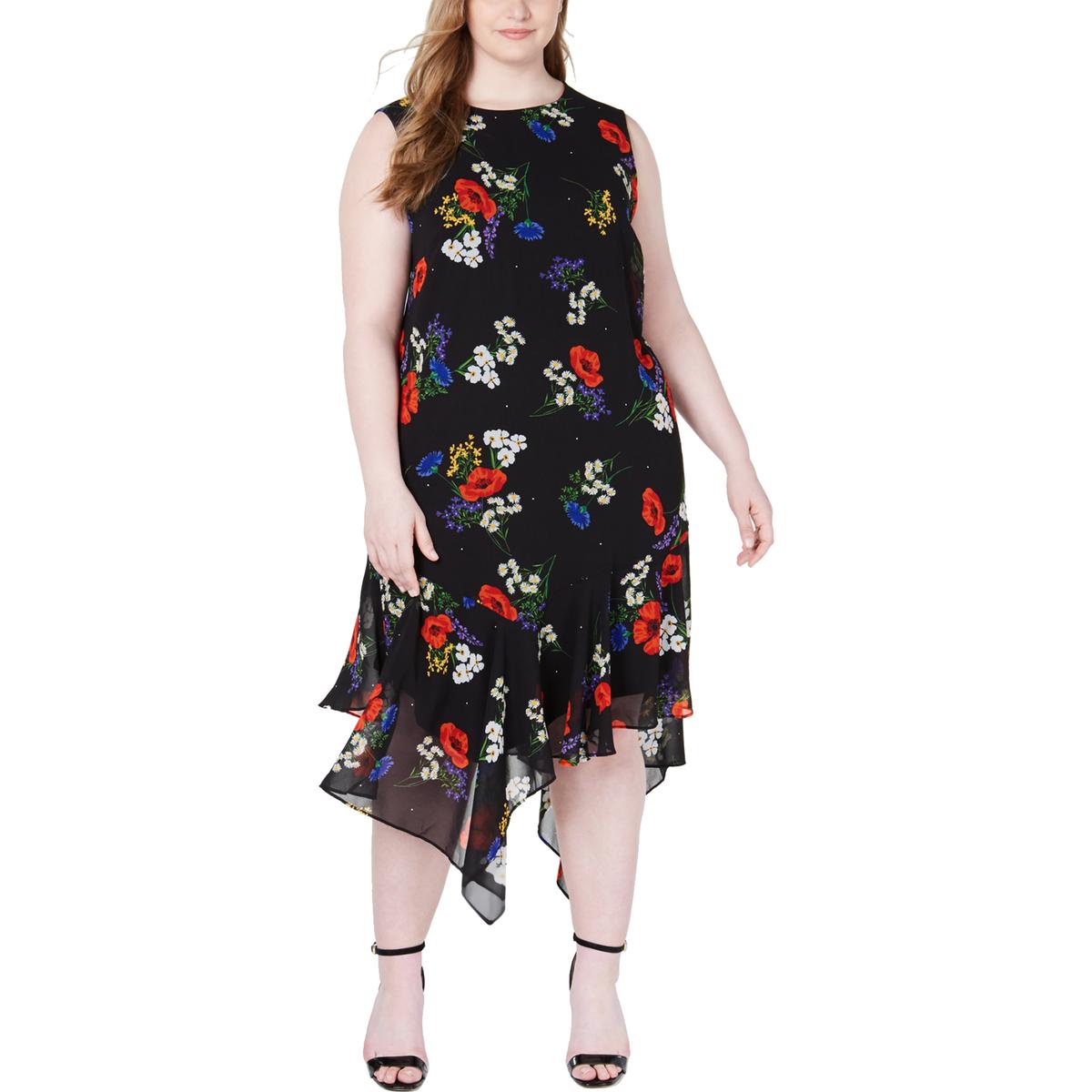 Calvin Klein Womens Black Floral Print Sleeveless Midi Dress Plus 20w Bhfo 8547 Ebay 5405