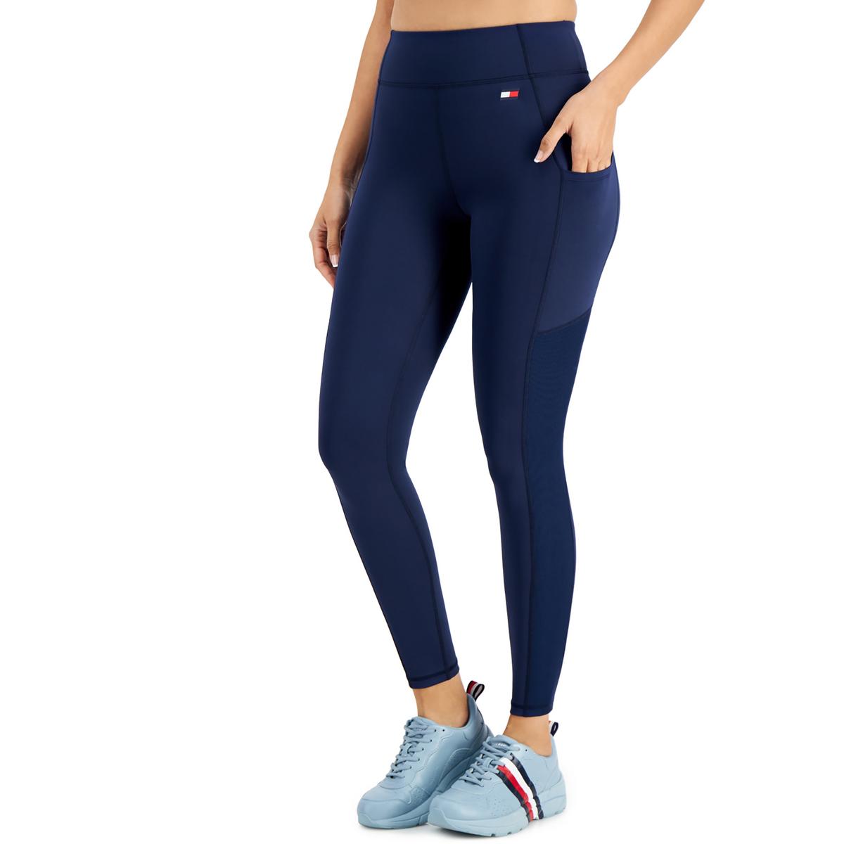 Tommy Hilfiger Sport Womens Ribbed Inset High Rise Athletic Leggings BHFO  1735