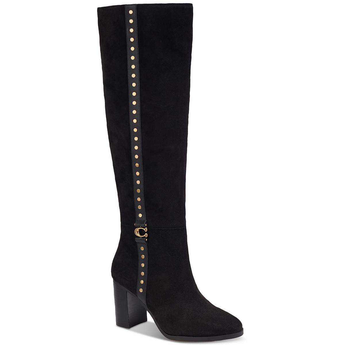 Pre-owned Coach Womens Ollie Suede Tall Pull On Over-the-knee Boots Shoes Bhfo 2860 In Black