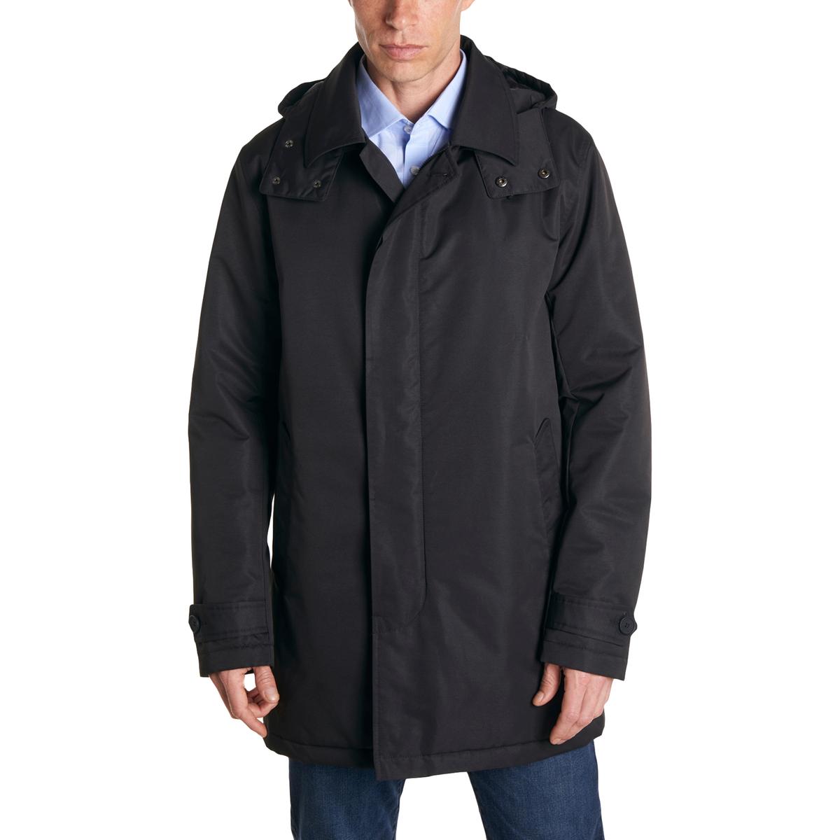 Perry Ellis Mens Black Water Resistant Overcoat Hooded Coat M BHFO 7417 ...