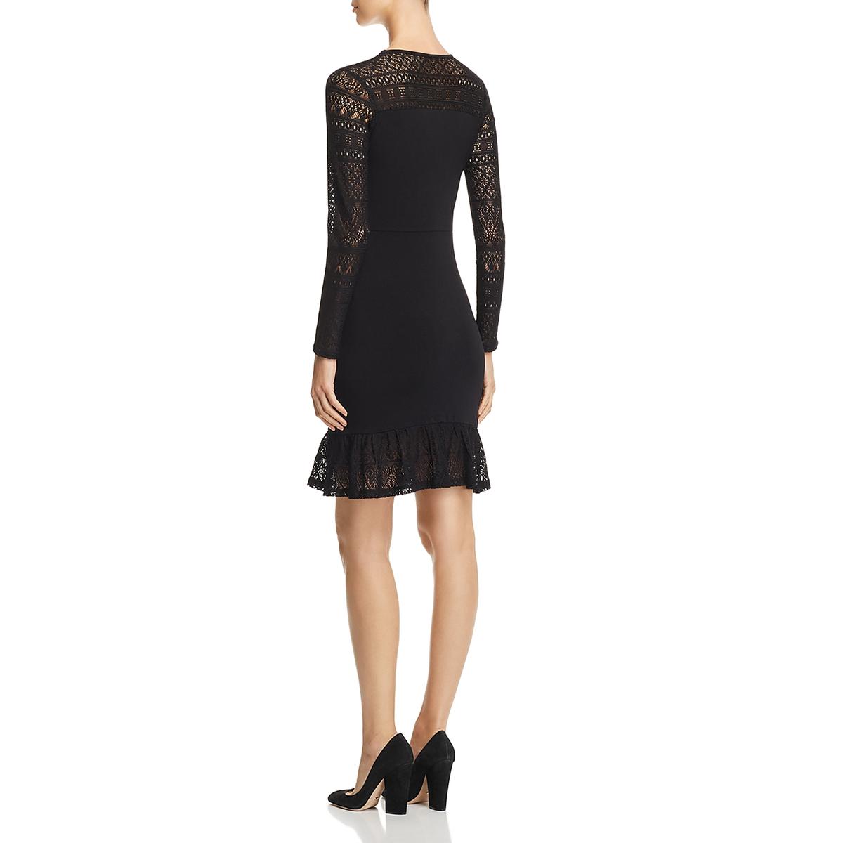 Michael Michael Kors Womens Black Lace Trim Flounce Dress M Bhfo 5045 