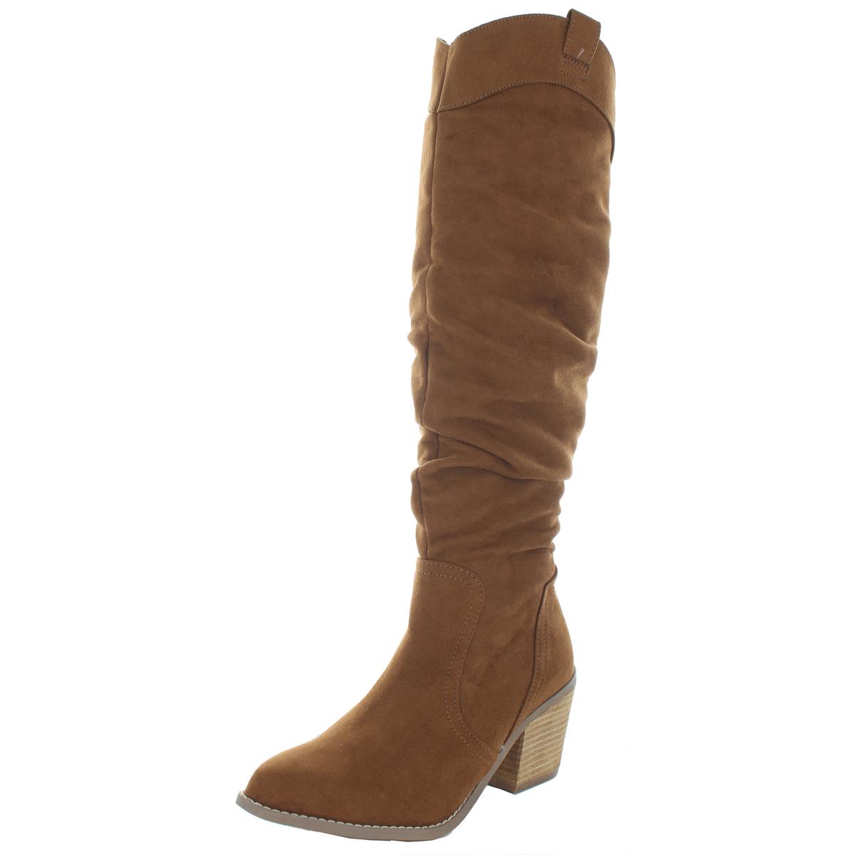 tan over the knee suede leather boots