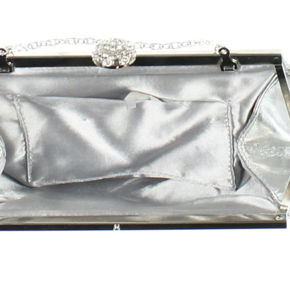 Style & Co. Silver Metallic Jeweled Frame Evening Clutch Large BHFO eBay