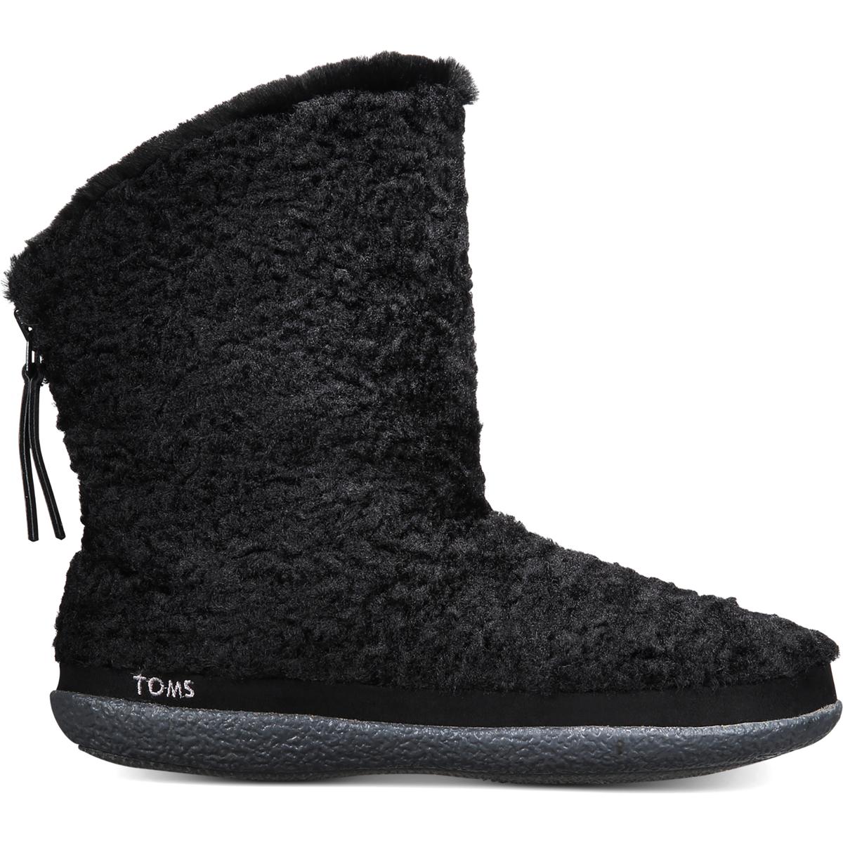 Toms Womens Inez Black Comfy Bootie Slippers Loungewear 9 Medium (B,M